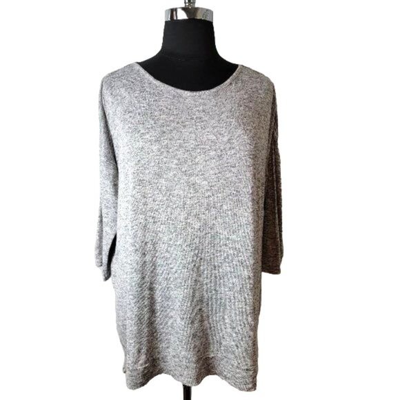 River Island Tops - River Island Gray Tunic Oversize Quarter Sleeve Lagenlook Stretch - Sz 16 XL